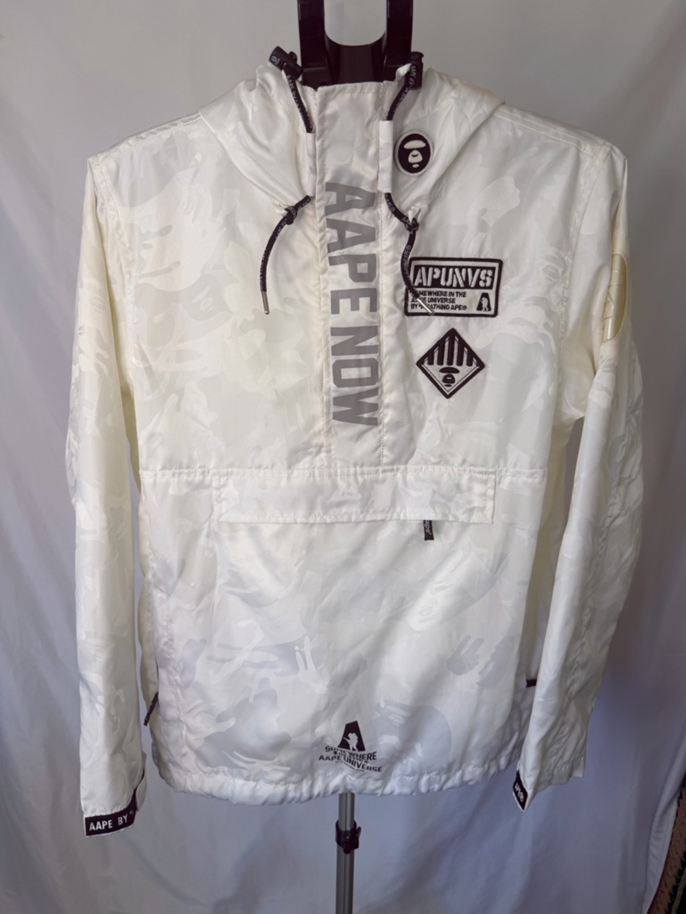 AAPE By A Bathing Ape jacket Apunvs 3M Camo Windbreaker Jacket White Size M EUC